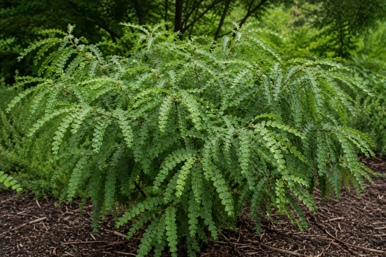 Sweetfern (Comptonia peregrina) is a native shrub with aromatic, fern-like foliage and deep roots that help stabilize dry, sandy slopes while supporting wildlife.