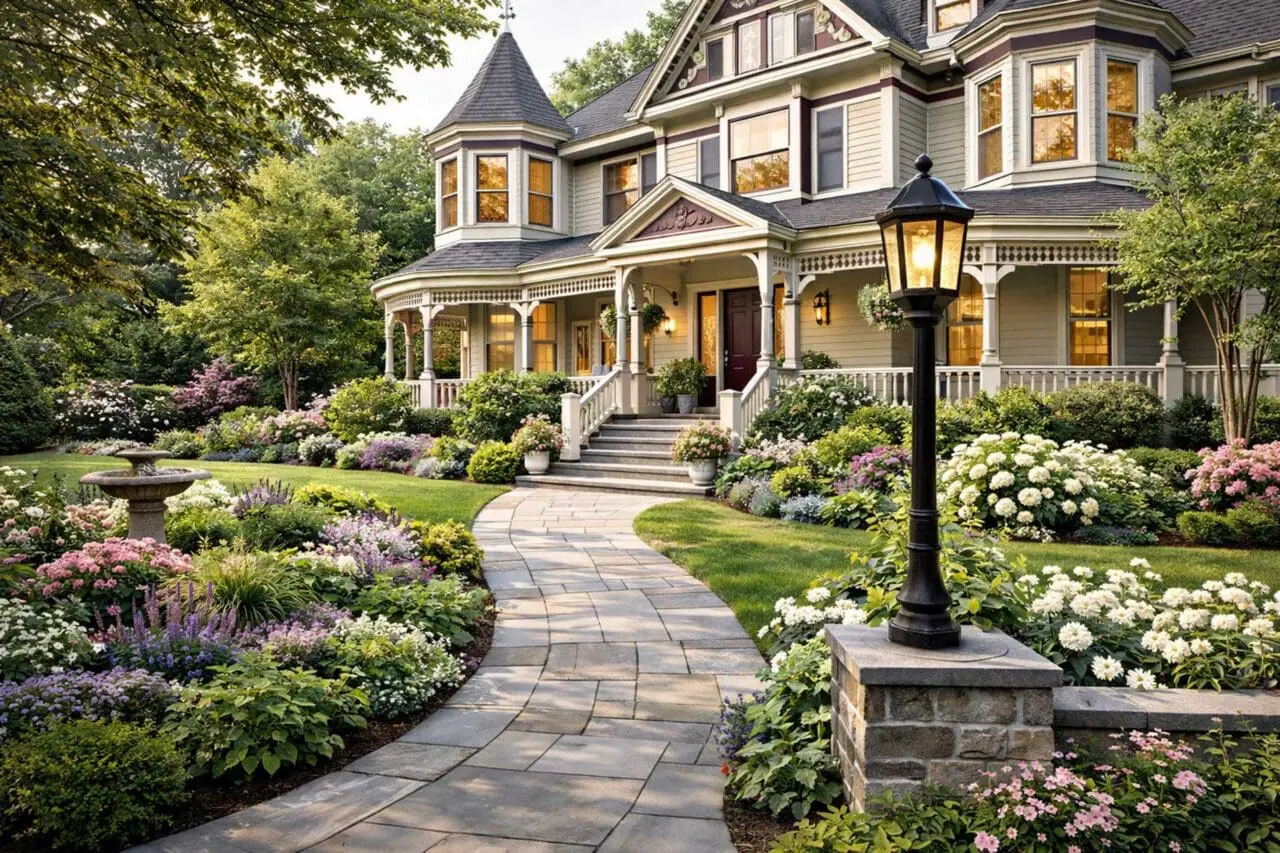 Layered planting, curving edges, and a more expressive arrival sequence help this Victorian front yard feel richly detailed without overwhelming the architecture.