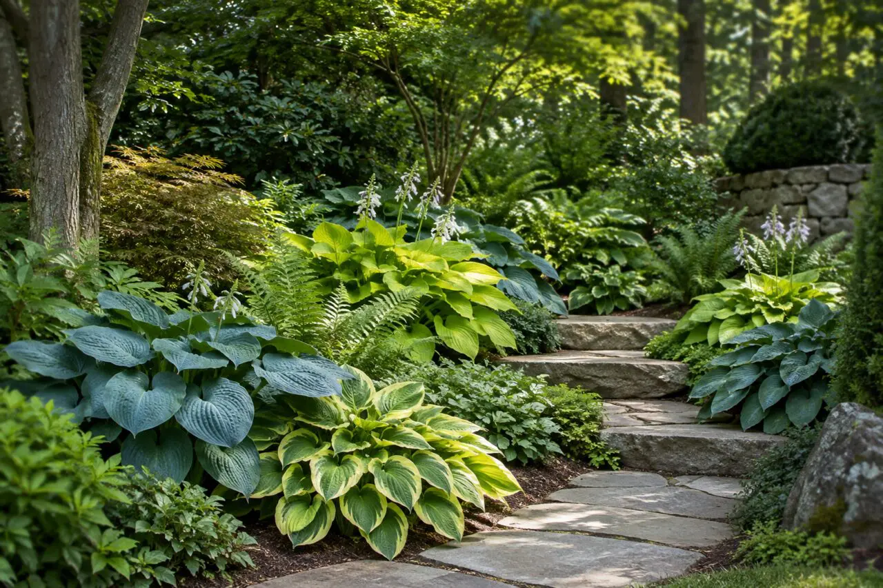 Hosta Varieties in a Massachusetts Shade Garden