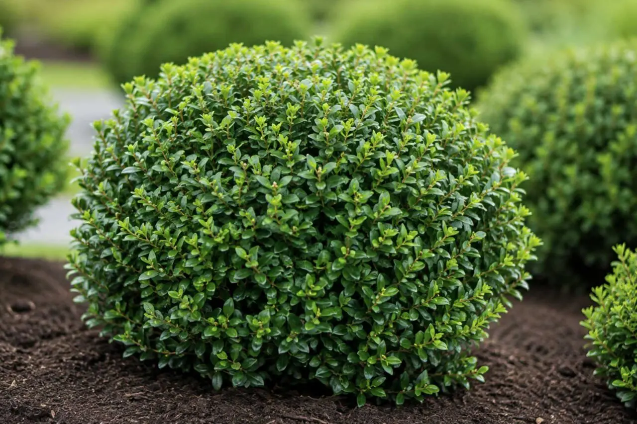 Squeeze Box® inkberry holly forms a compact, rounded evergreen shrub with dense green foliage, bringing year-round structure and texture to the landscape.