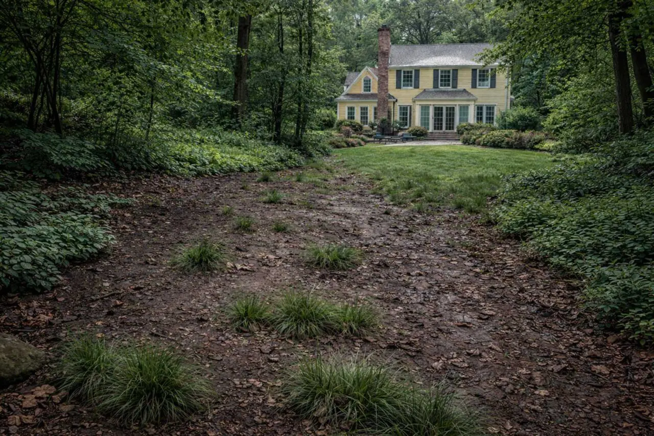 Moist shade and woodland-edge conditions are common in Greater Boston landscapes, where native ground covers can help naturalize damp, low-light areas and create a more cohesive transition between lawn and woods.