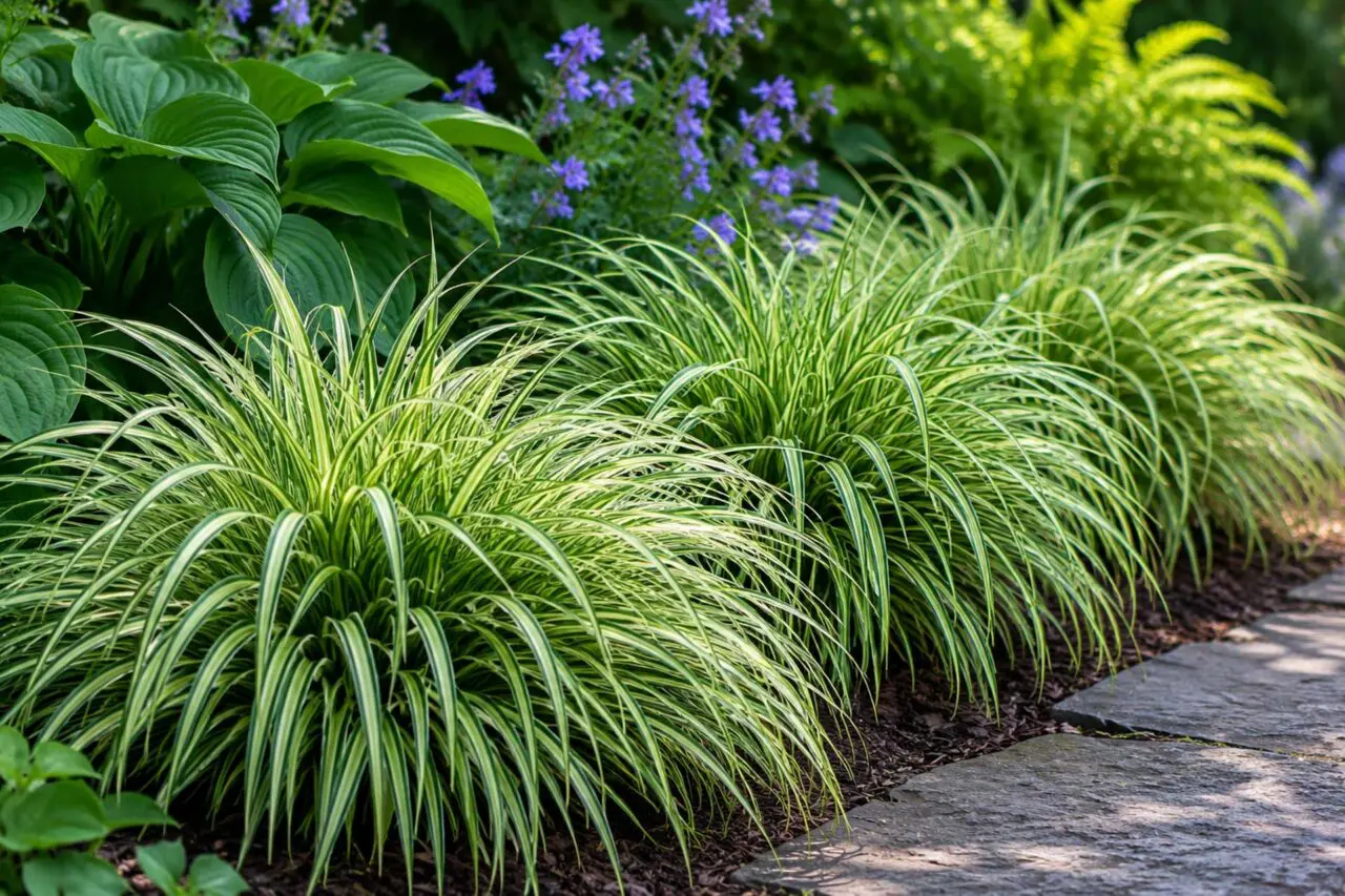 Carex provides low, grass-like texture for shade and part-shade gardens. Best used under trees, along woodland edges, near foundations, or as a lawn alternative where turf struggles.