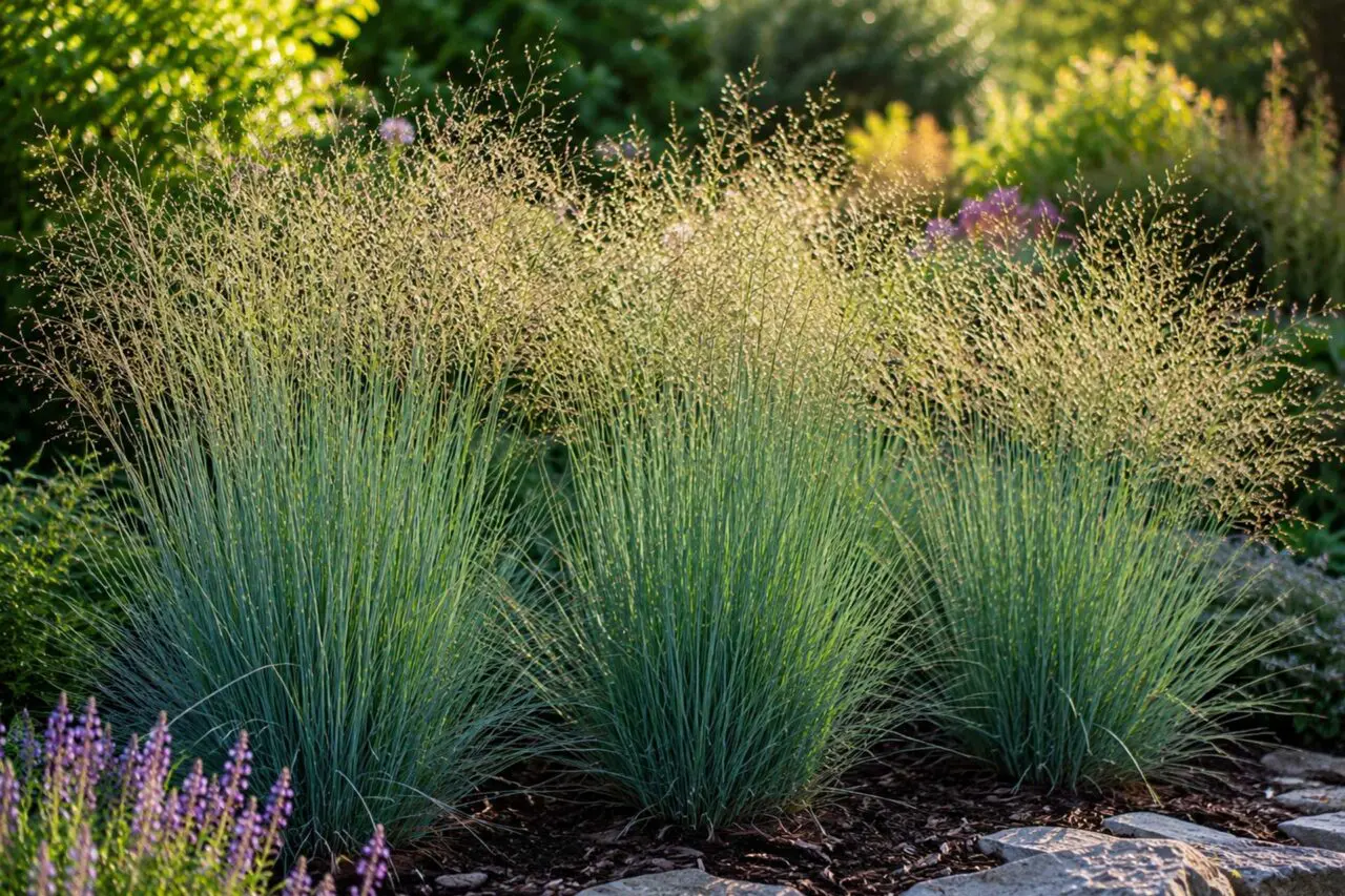 Sporobolus heterolepis, or prairie dropseed, offers delicate texture, airy seedheads, and a graceful low habit. Best used along patios, paths, garden edges, and sunny planting beds where softness is desired.