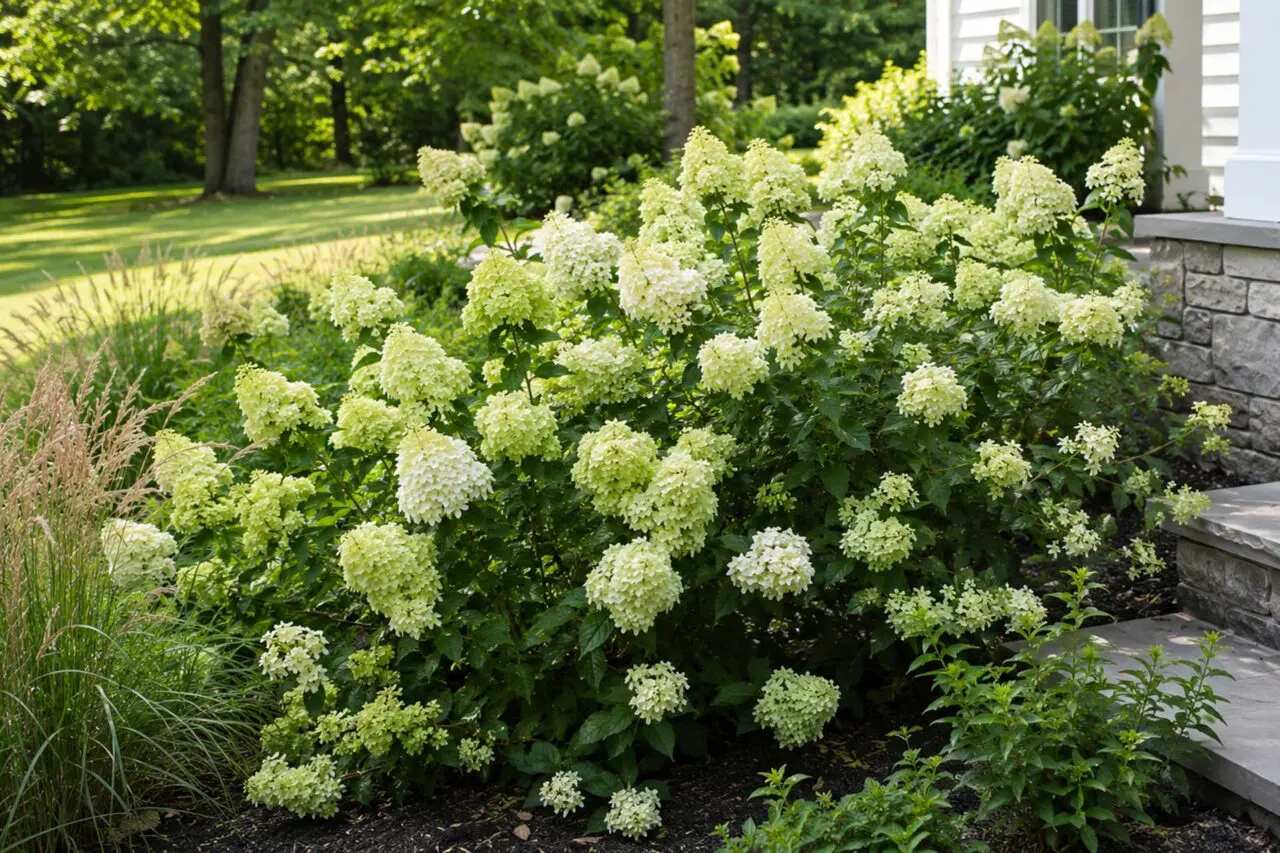 Little Lime® Hydrangea – A compact form of Limelight® featuring abundant lime-green flower clusters that gradually turn cream, pink, and burgundy.