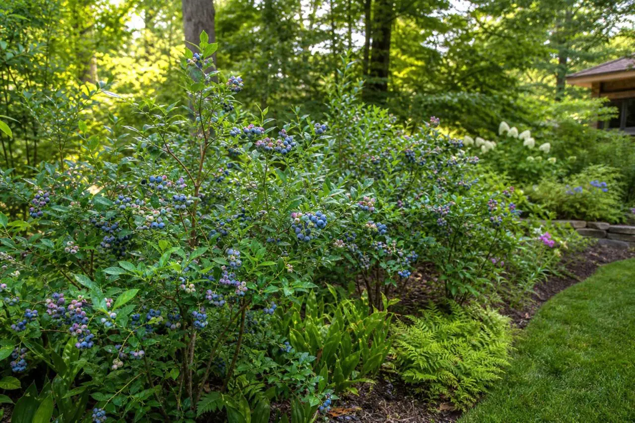 Highbush blueberry combines summer fruit, seasonal color, and ornamental structure in moist, acidic areas of Massachusetts landscapes.