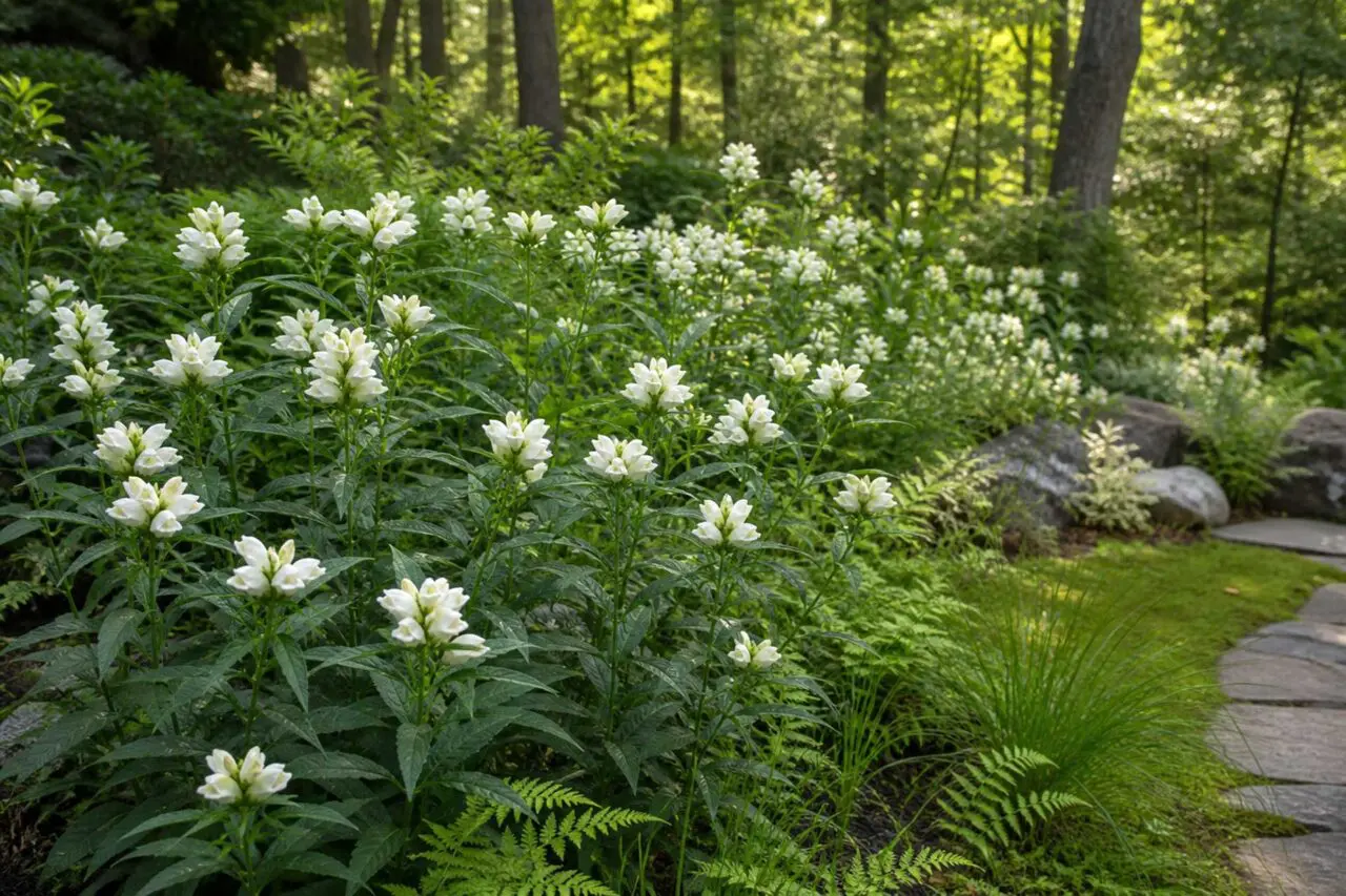 White Turtlehead brings crisp late-summer flowers and sturdy upright form to rain gardens, woodland edges, and other moist areas of Massachusetts landscapes.