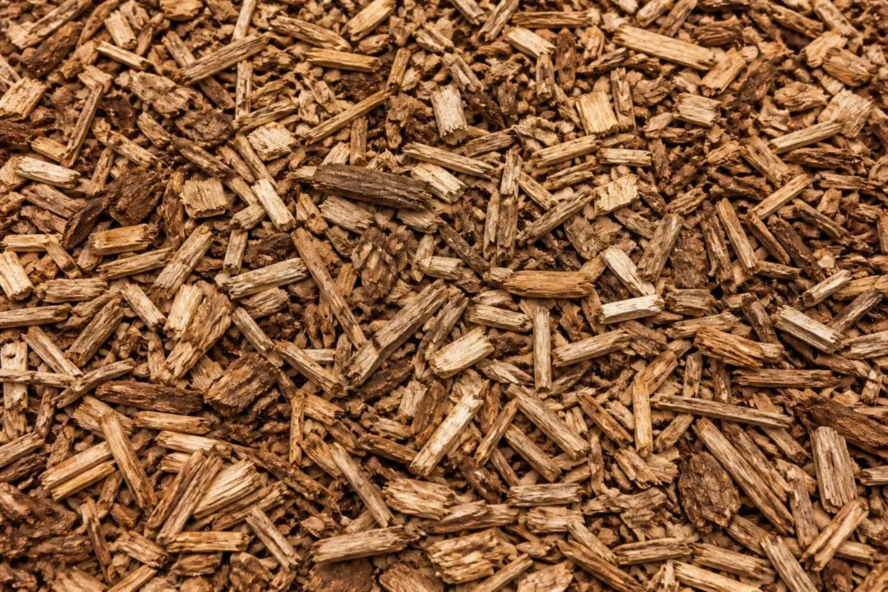 Wood chip mulch adds a natural, textured finish to planting beds while helping moderate soil temperature, retain moisture, and suppress weeds.