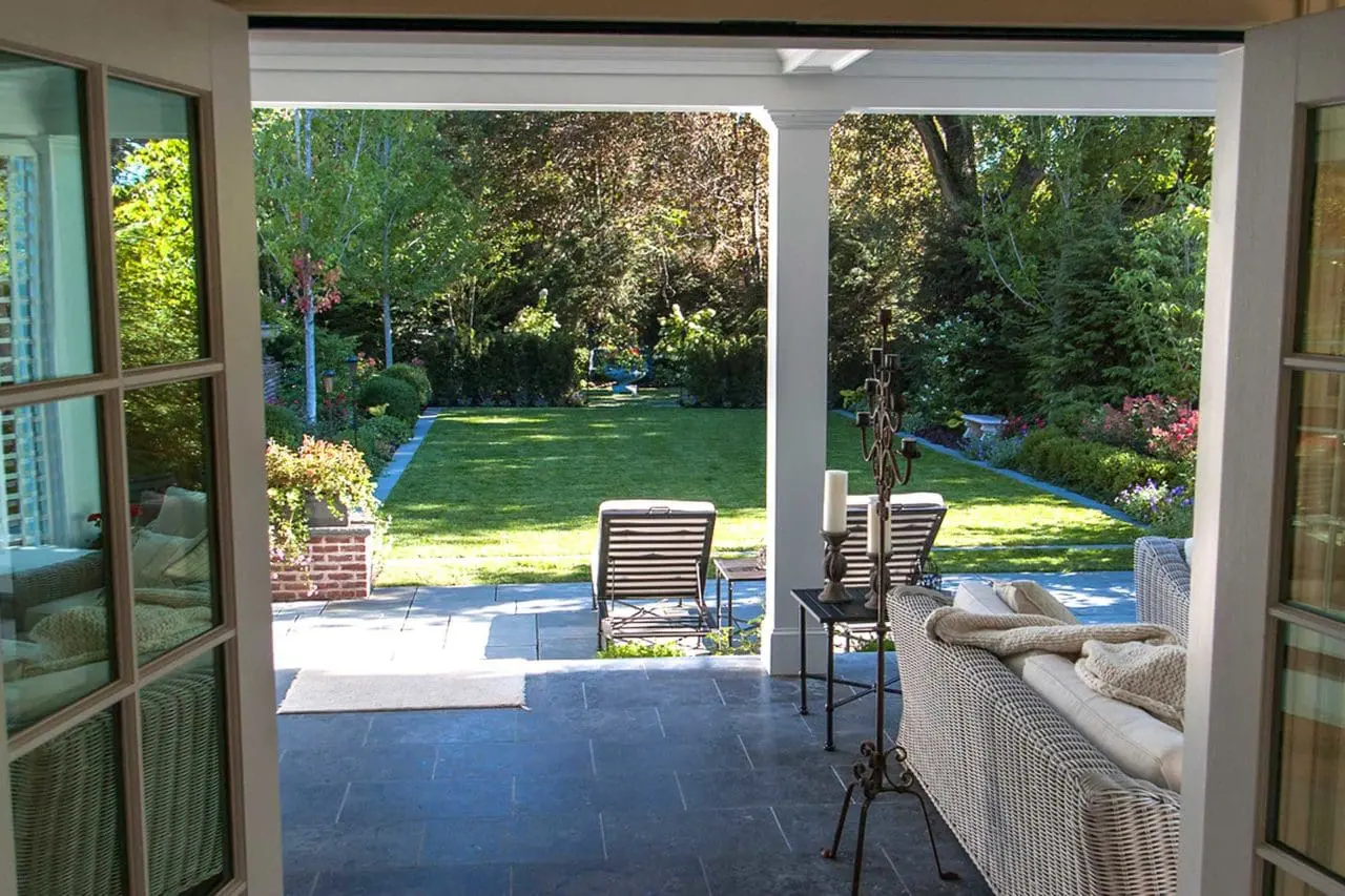 interior view of backyard porch and sitting area