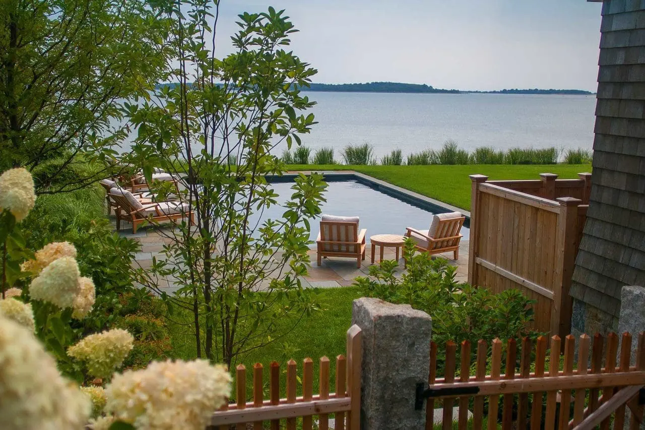 Duxbury, MA - Beautiful views of Duxbury Harbor from the comfort of a poolside retreat.