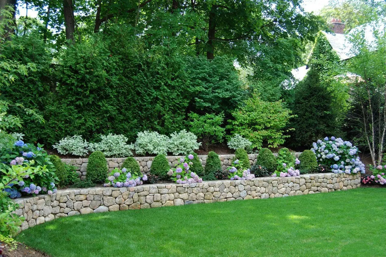 hardscapes - terraced stone wall, waban,
