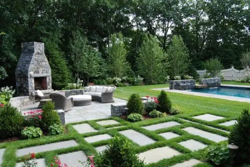 hardscapes - westwood, stone fireplace, pool, patio