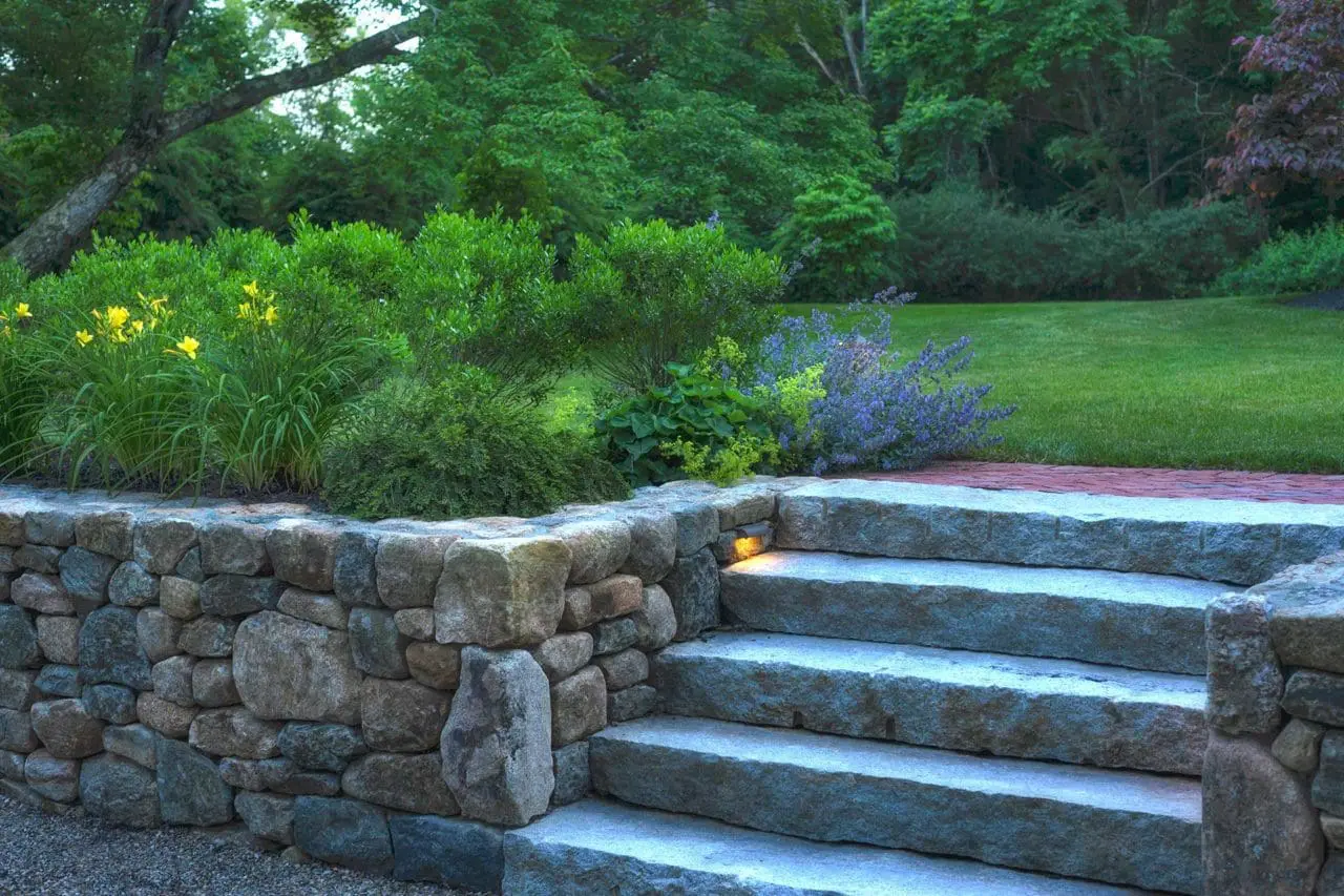 01773 stone wall and granite stairs