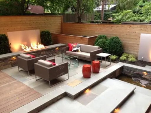 Boston South End backyard patio with fire pit