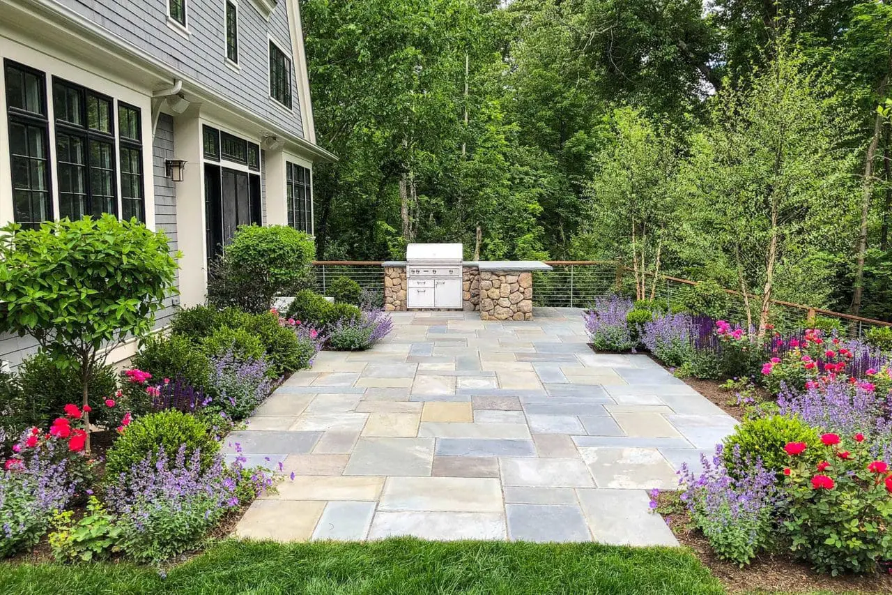 transformations - after - stone patio and gardens