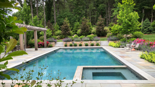Boston area pool and landscape.