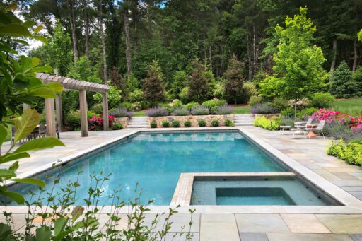 Boston area pool and landscape.