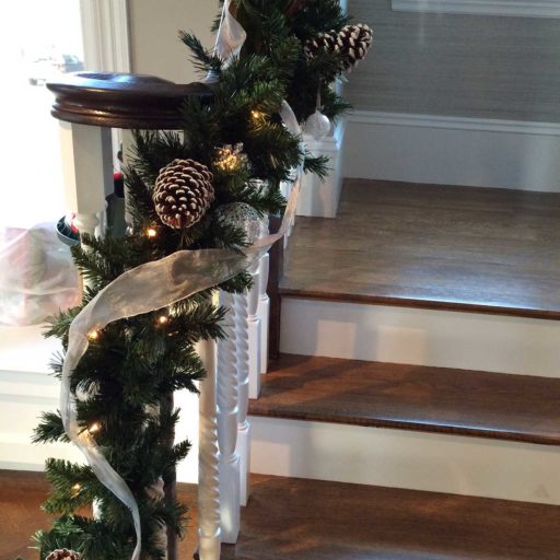 holiday - newton, garland, stairs, decorations, railing