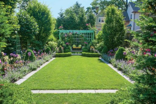 an urban garden in Brookline, Massachusetts