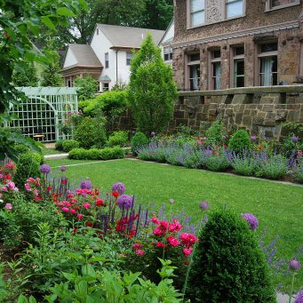 Brookline, MA - formal garden with trellis