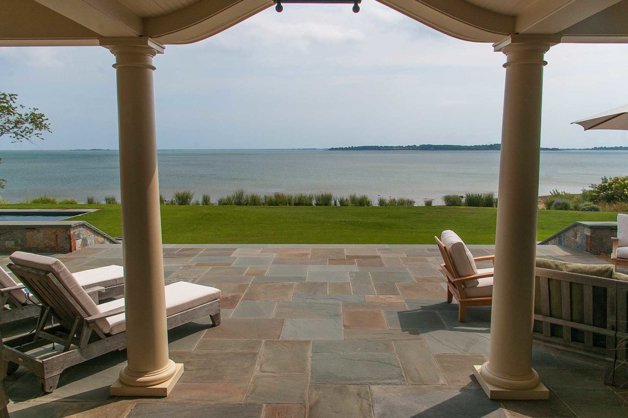 Duxbury, MA - Plenty of bluestone patio space to enjoy wide ocean views.