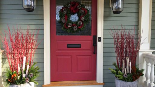 holiday - newton, entryway, wreath, planter, christmas