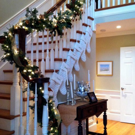 holiday - needham, garland, stockings, stairs, christmas