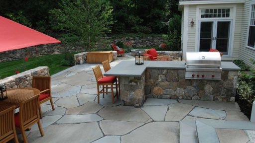 hardscapes - stone patio outdoor grill, irregular bluestone