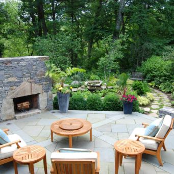 hardscapes - chestnut hill, garden patio fireplace, outdoor,