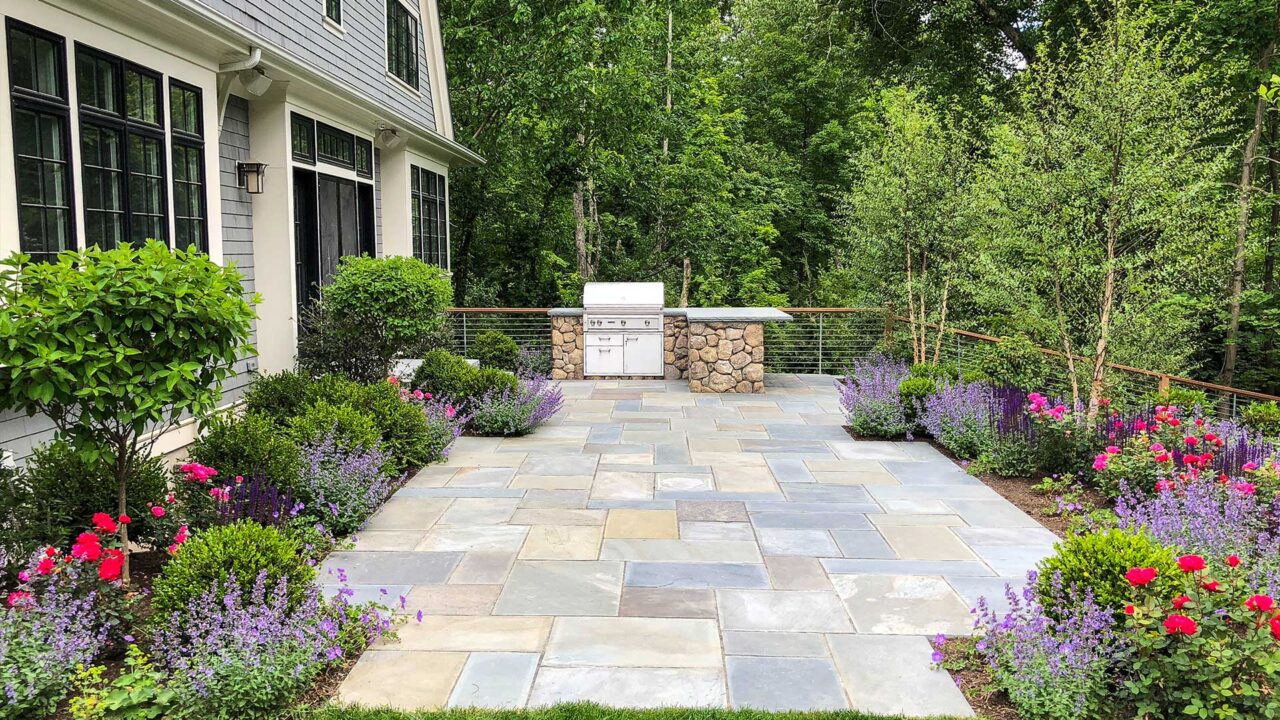 transformations - after - stone patio and gardens