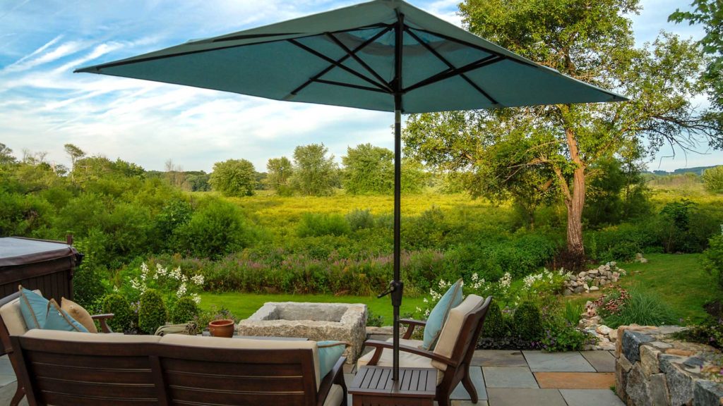 wayland patio view of sudbury river