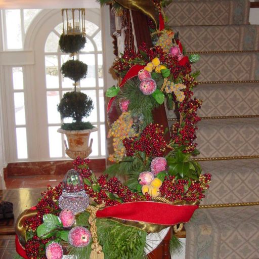 holiday - weston, stairs, garland, holiday decorations