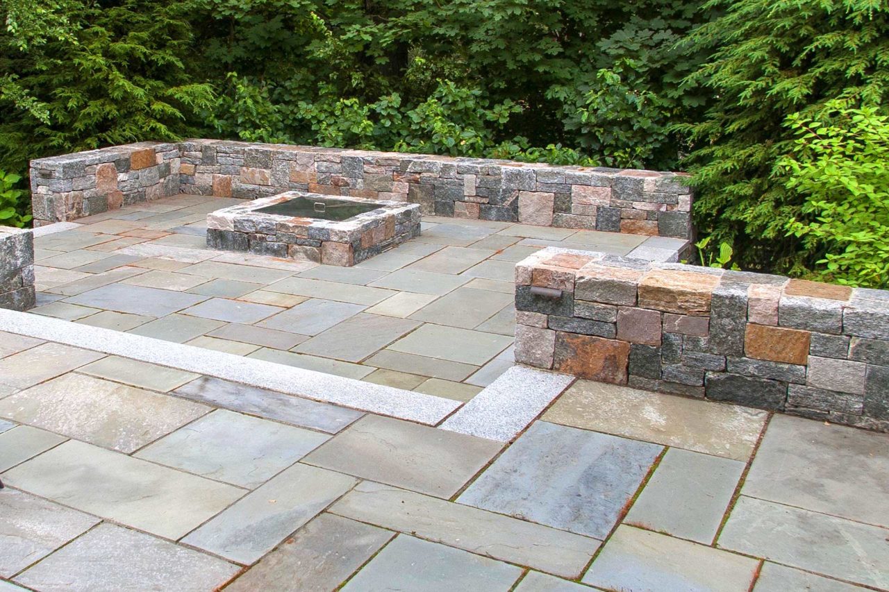 Wellesley, MA - stone patio and fire pit